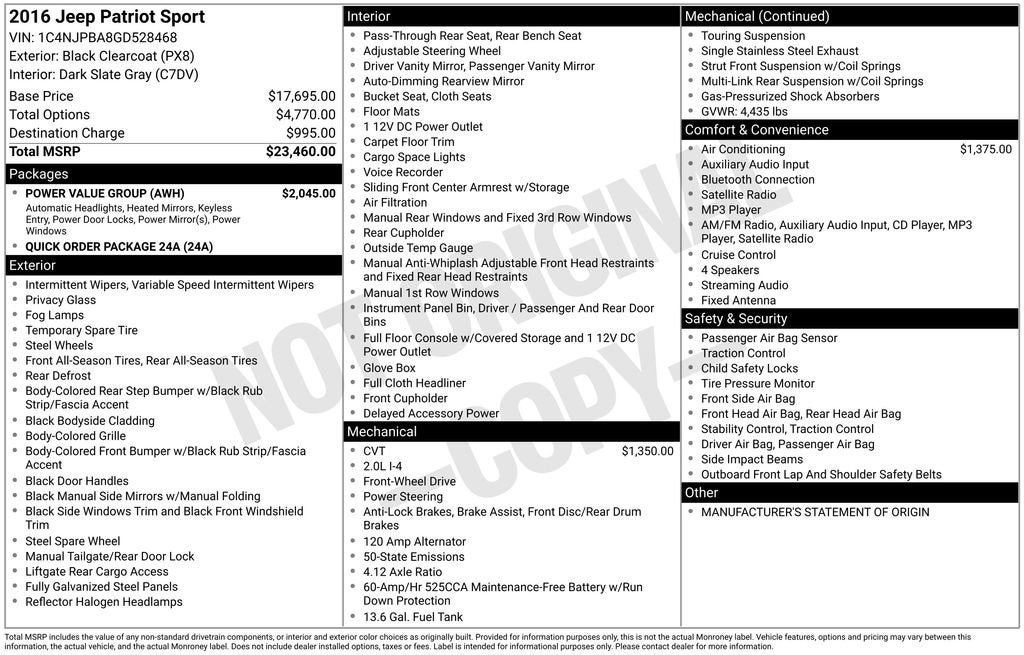 2016 Jeep Patriot Sport