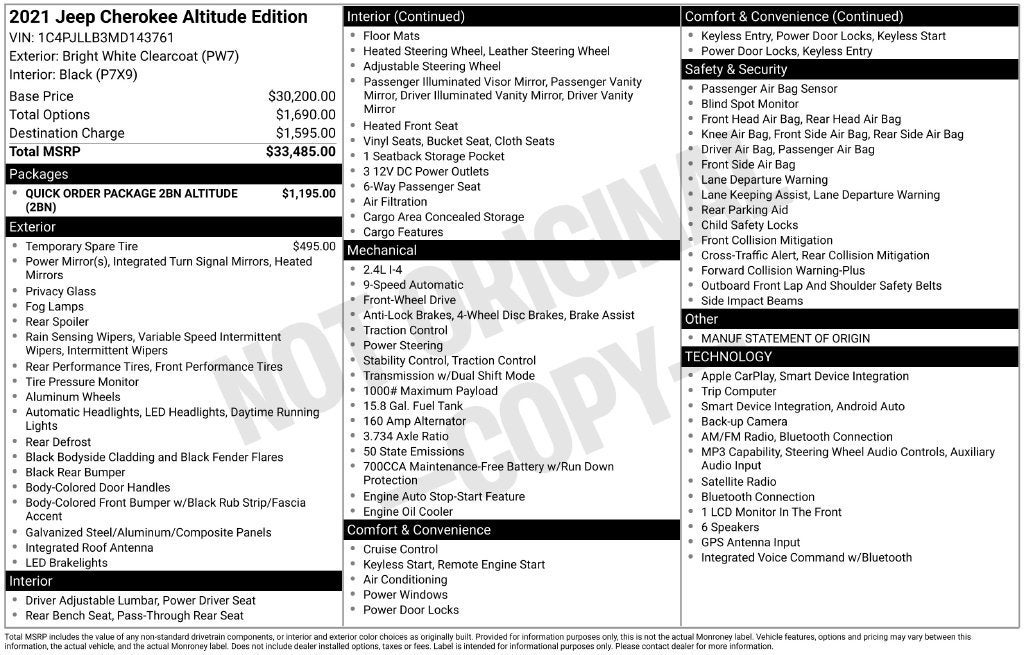 2021 Jeep Cherokee Altitude FWD