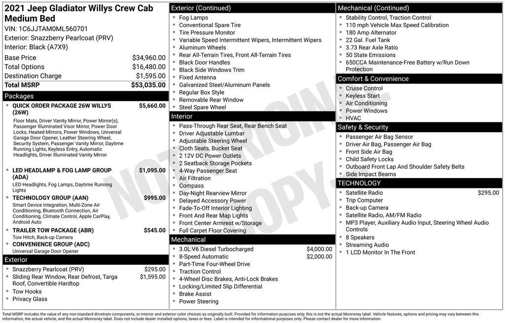 2021 Jeep Gladiator Willys 4x4