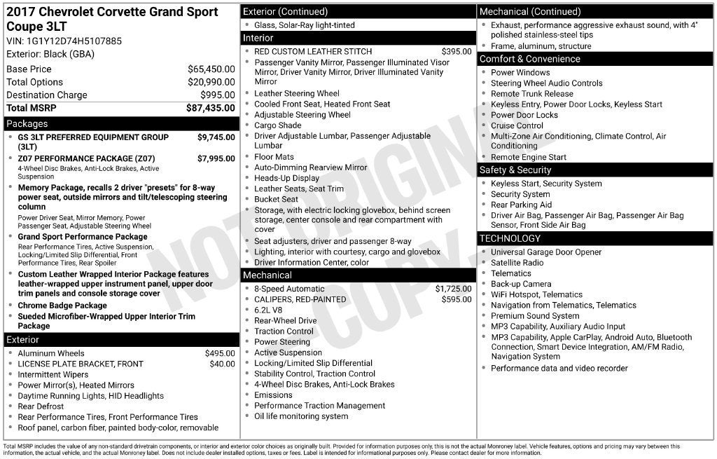 2017 Chevrolet Corvette Grand Sport Grand Sport 3LT