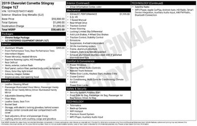 2019 Chevrolet Corvette Stingray 1LT
