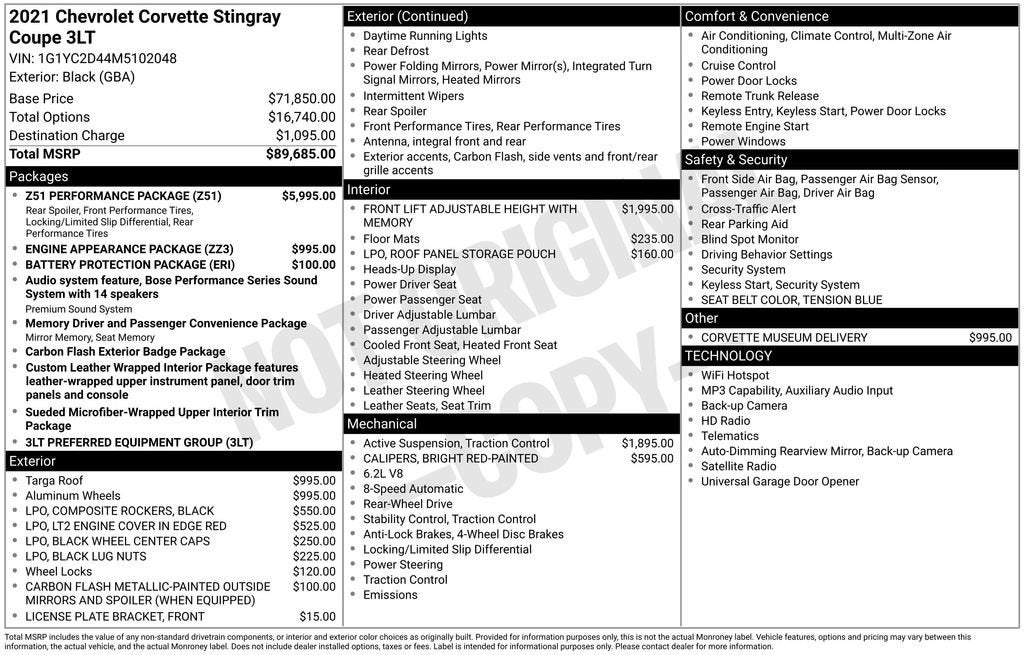2021 Chevrolet Corvette Stingray 3LT