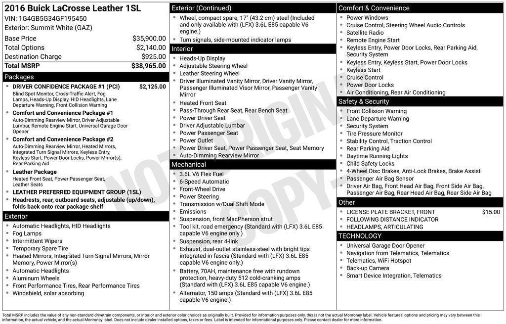 2016 Buick LaCrosse Leather