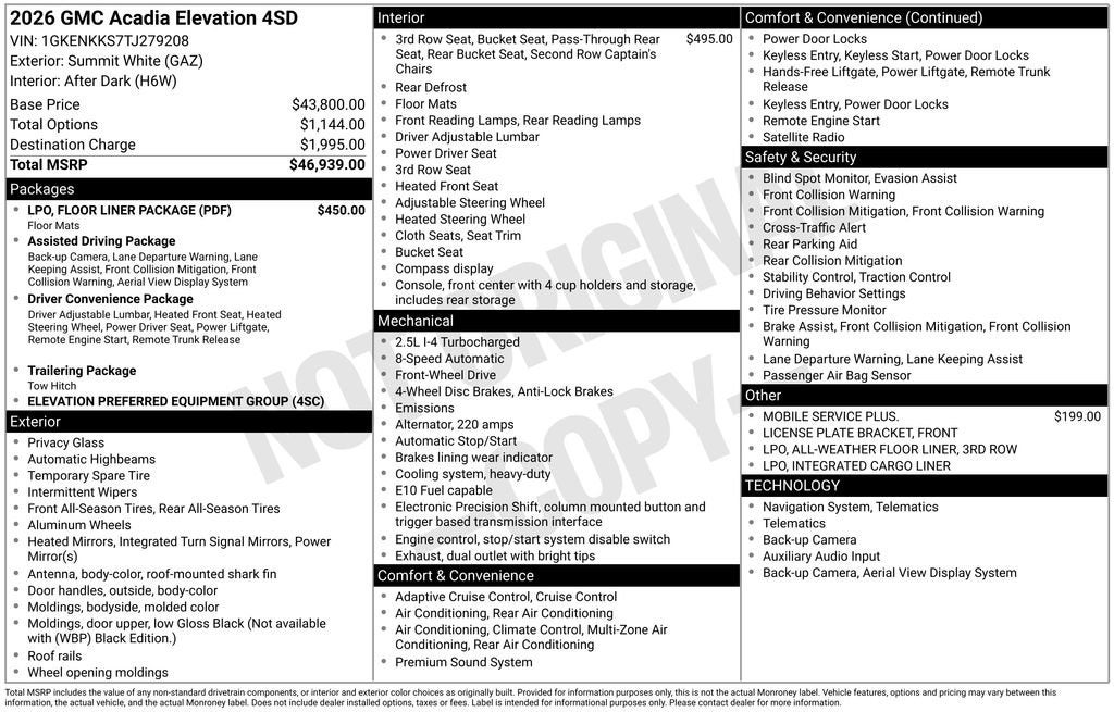 2026 GMC Acadia Elevation