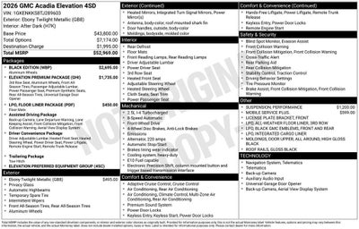 2026 GMC Acadia Elevation