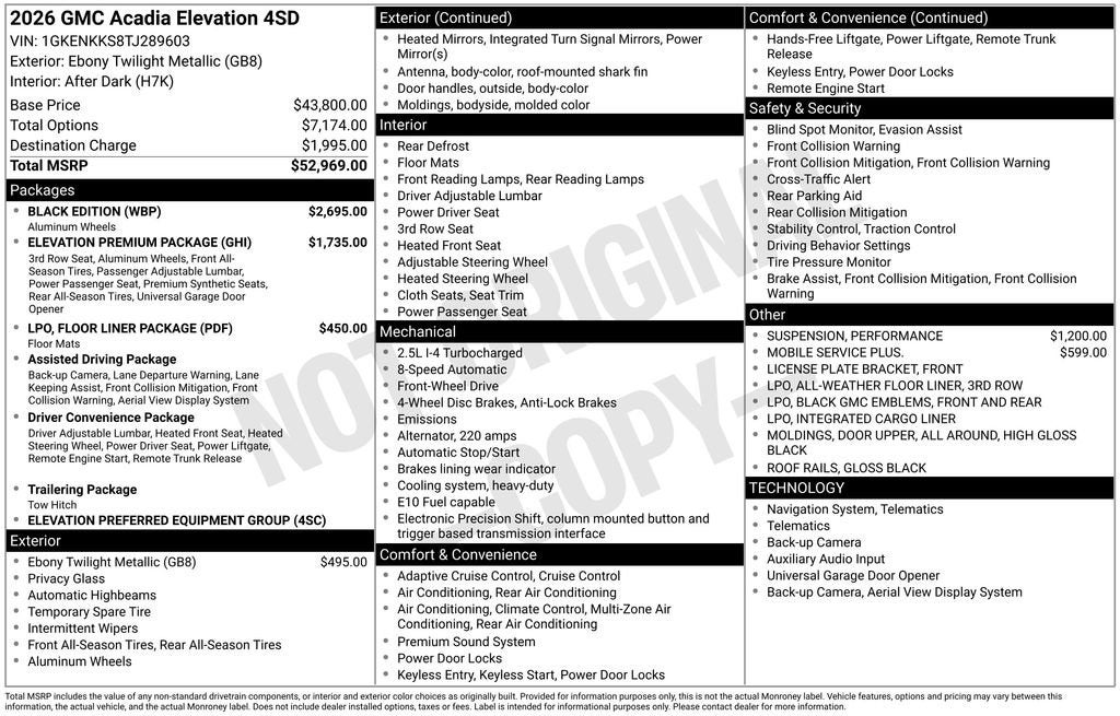 2026 GMC Acadia Elevation