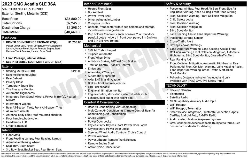 2023 GMC Acadia SLE