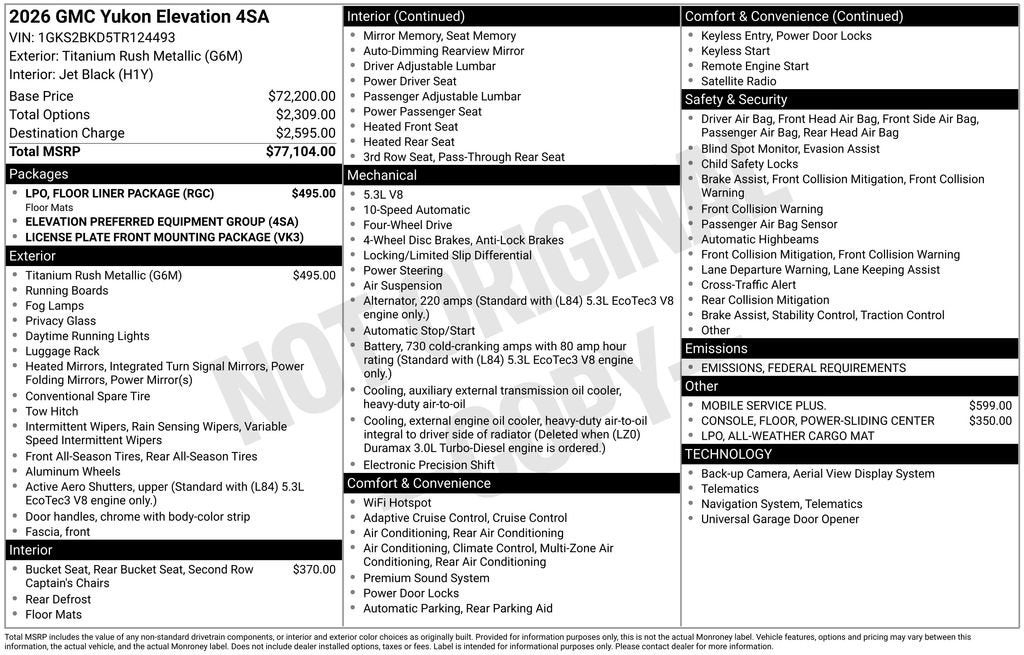 2026 GMC Yukon Elevation