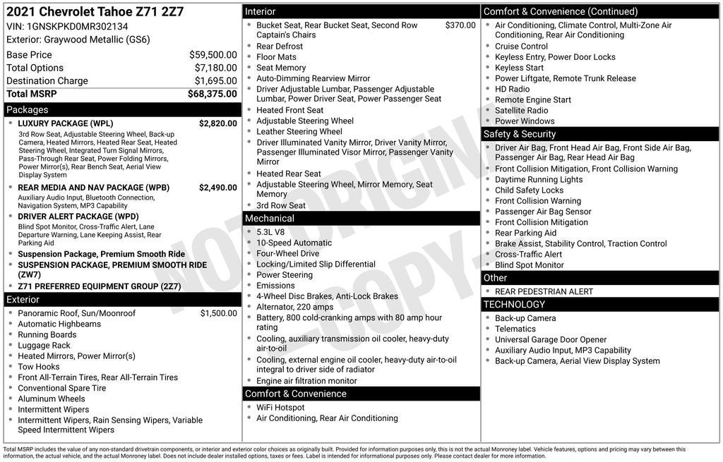 2021 Chevrolet Tahoe Z71