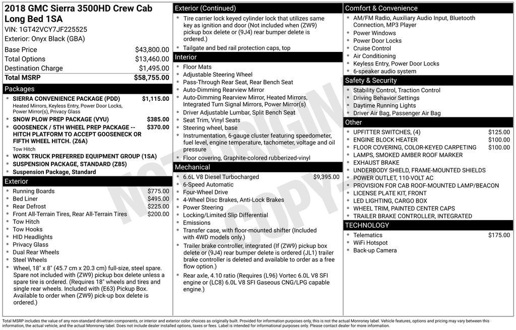 2018 GMC Sierra 3500 HD CREW CAB 4WD 153.