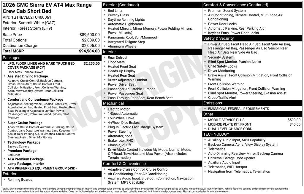 2026 GMC Sierra EV AT4 Max Range
