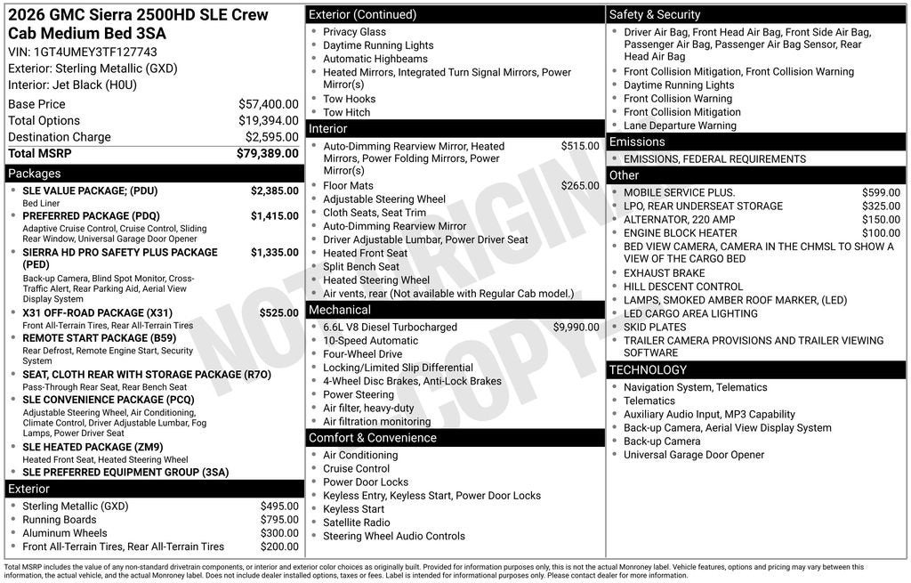 2026 GMC Sierra 2500 HD SLE