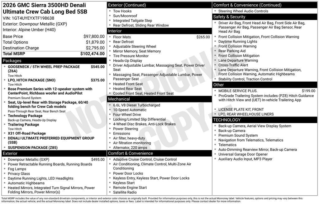 2026 GMC Sierra 3500 HD Denali Ultimate DRW