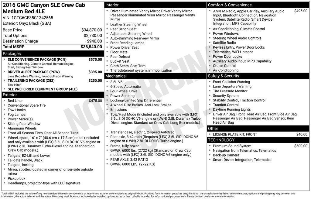 2016 GMC Canyon 4WD SLE