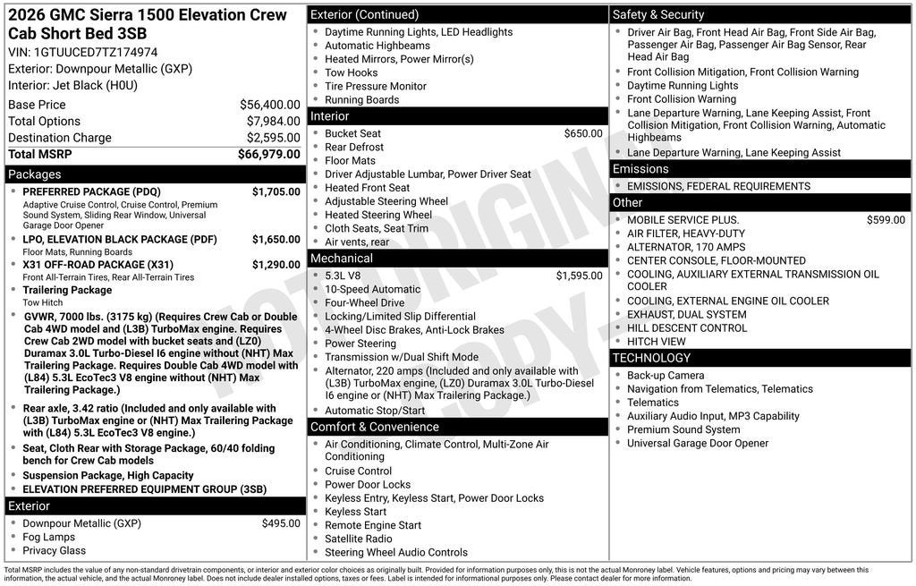 2026 GMC Sierra 1500 Elevation