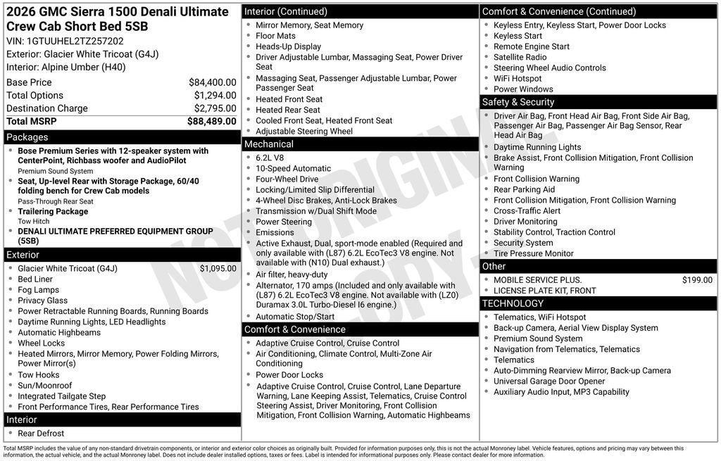 2026 GMC Sierra 1500 Denali Ultimate