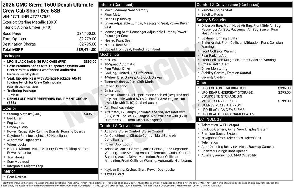 2026 GMC Sierra 1500 Denali Ultimate