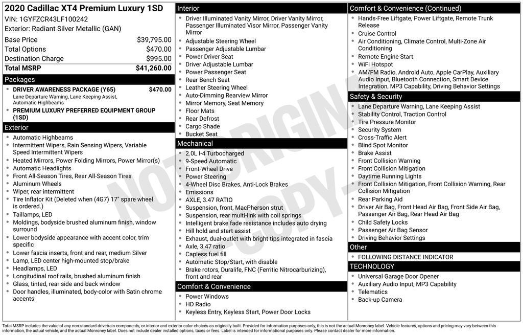 2020 Cadillac XT4 Premium Luxury