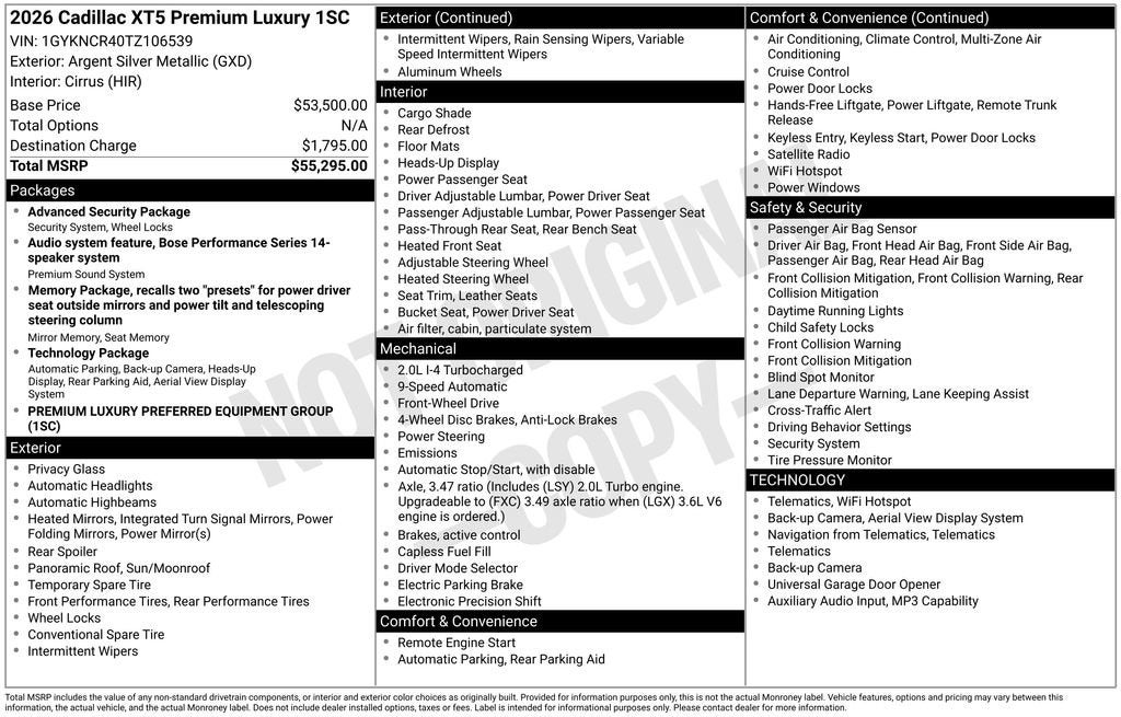 2026 Cadillac XT5 Premium Luxury