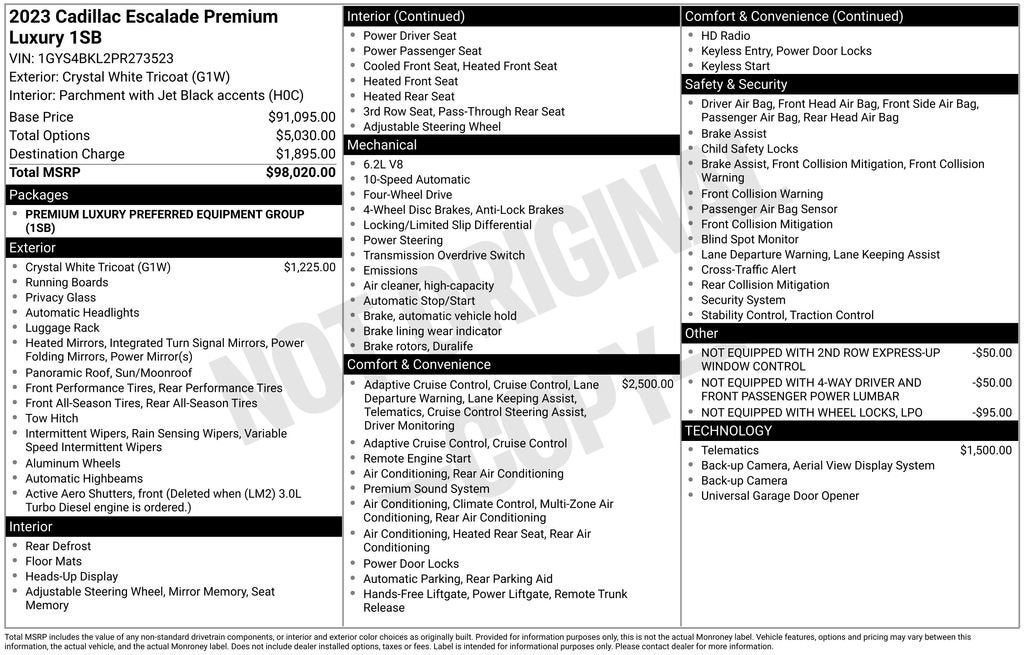 2023 Cadillac Escalade Premium Luxury