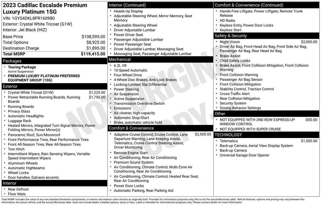 2023 Cadillac Escalade Premium Luxury Platinum