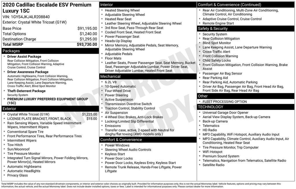 2020 Cadillac Escalade ESV Premium Luxury
