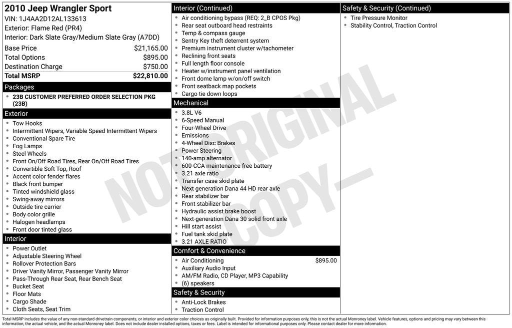 2010 Jeep Wrangler Sport