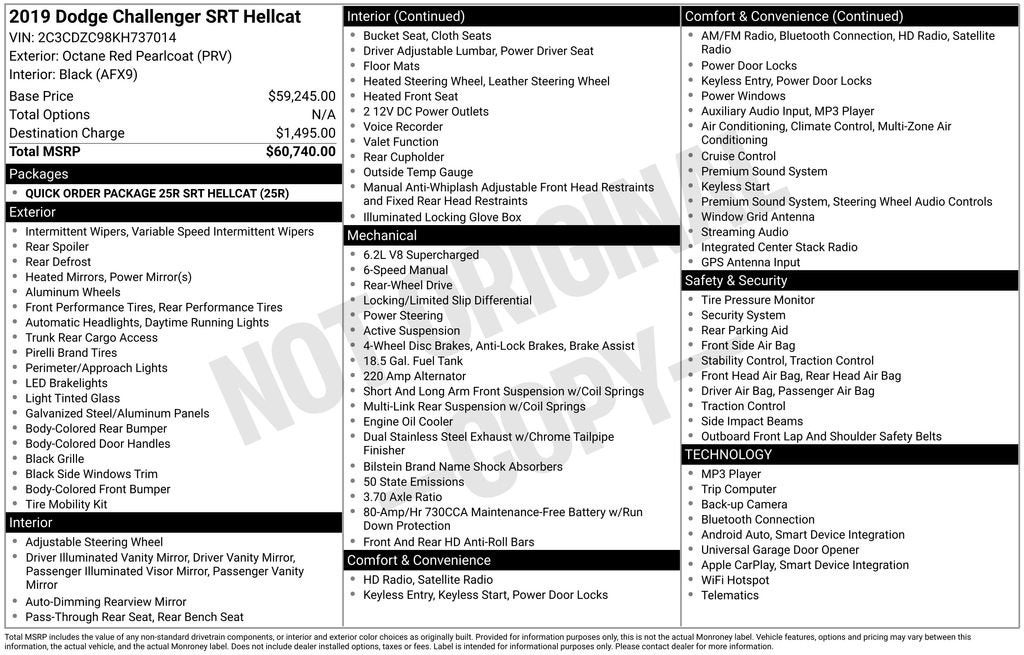 2019 Dodge Challenger SRT Hellcat