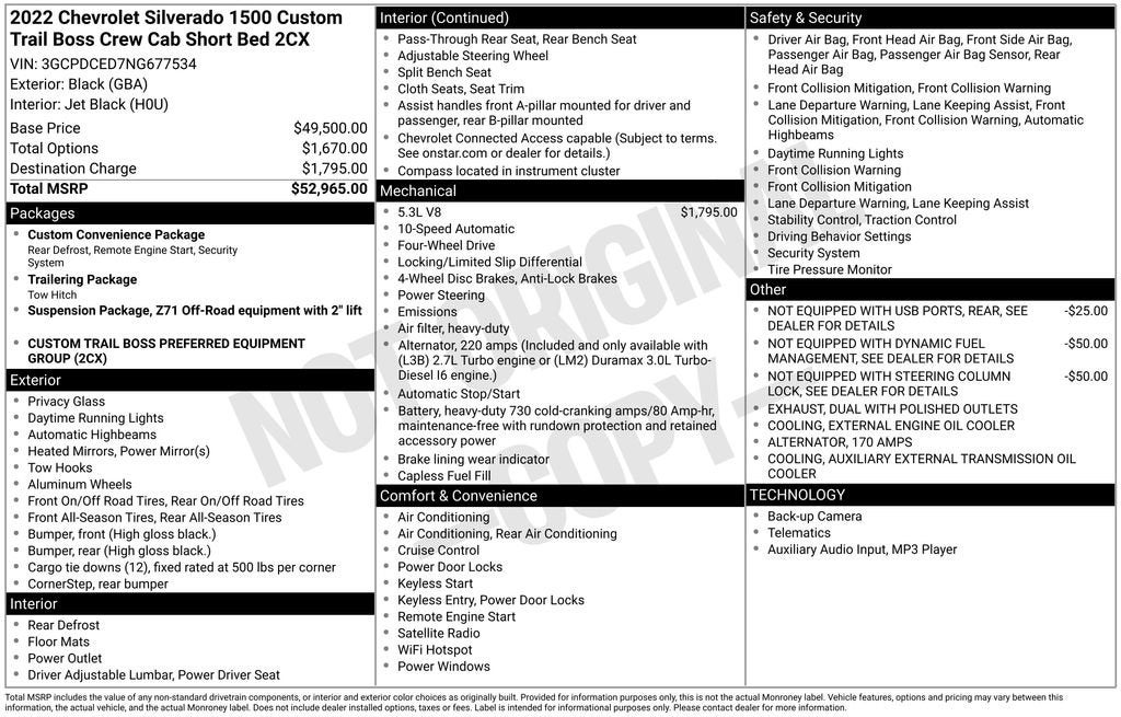 2022 Chevrolet Silverado 1500 Custom Trail Boss