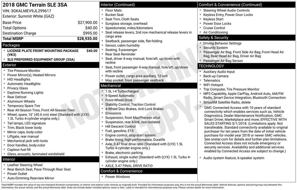 2018 GMC Terrain SLE