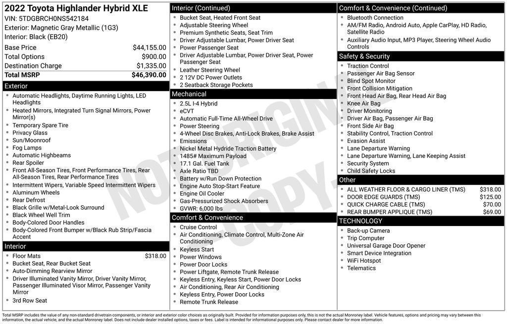 2022 Toyota Highlander Hybrid XLE