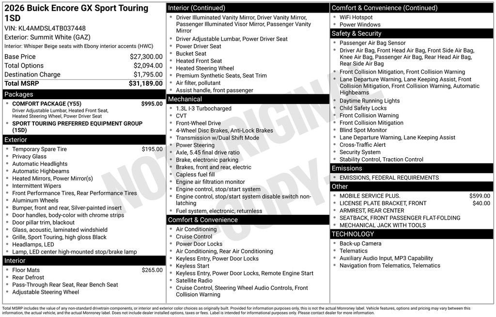 2026 Buick Encore GX Sport Touring