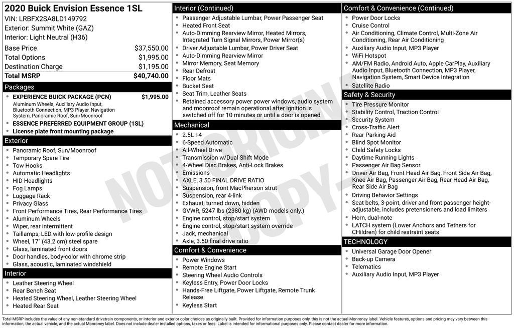 2020 Buick Envision Essence